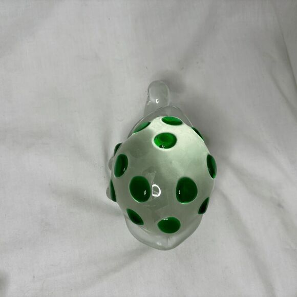 Vtg Art Glass Handblown Turtle Figurine Paperweight Emerald Green Heavy - Picture 7 of 8